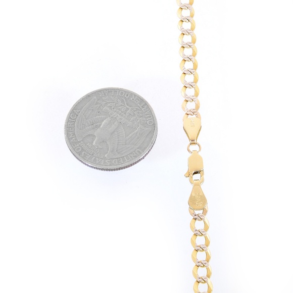 14K Yellow Gold 6mm Diamond Cut Flat Curb Chain 20 Inches  14K Yellow Gold Diamond Cut Curb Link 20\